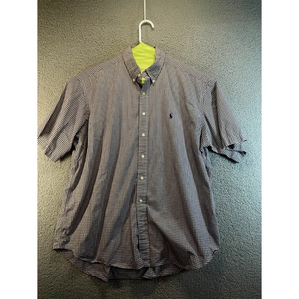 Ralph Lauren- Tilden Golf Short Sleeve Button Down, Brown and Black Plaid, XL